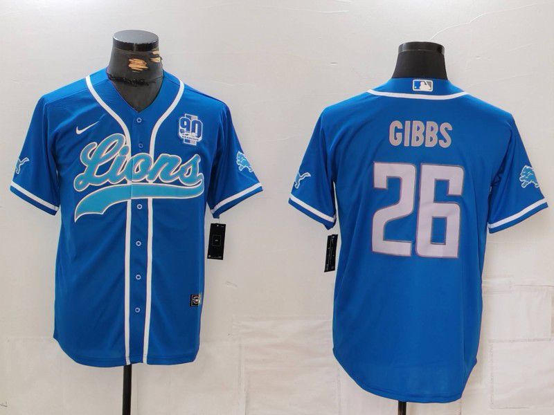 Men Detroit Lions #26 Gibbs Blue Second generation joint name 2024 Nike Limited NFL Jersey style 5